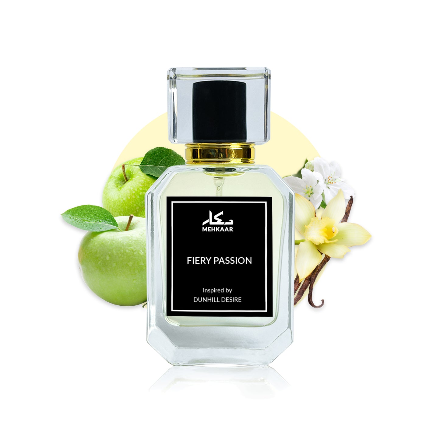 Fiery Passion 50ml perfume by Mehkaar Fragrances inspired by Dunhill Desire glass spray bottle