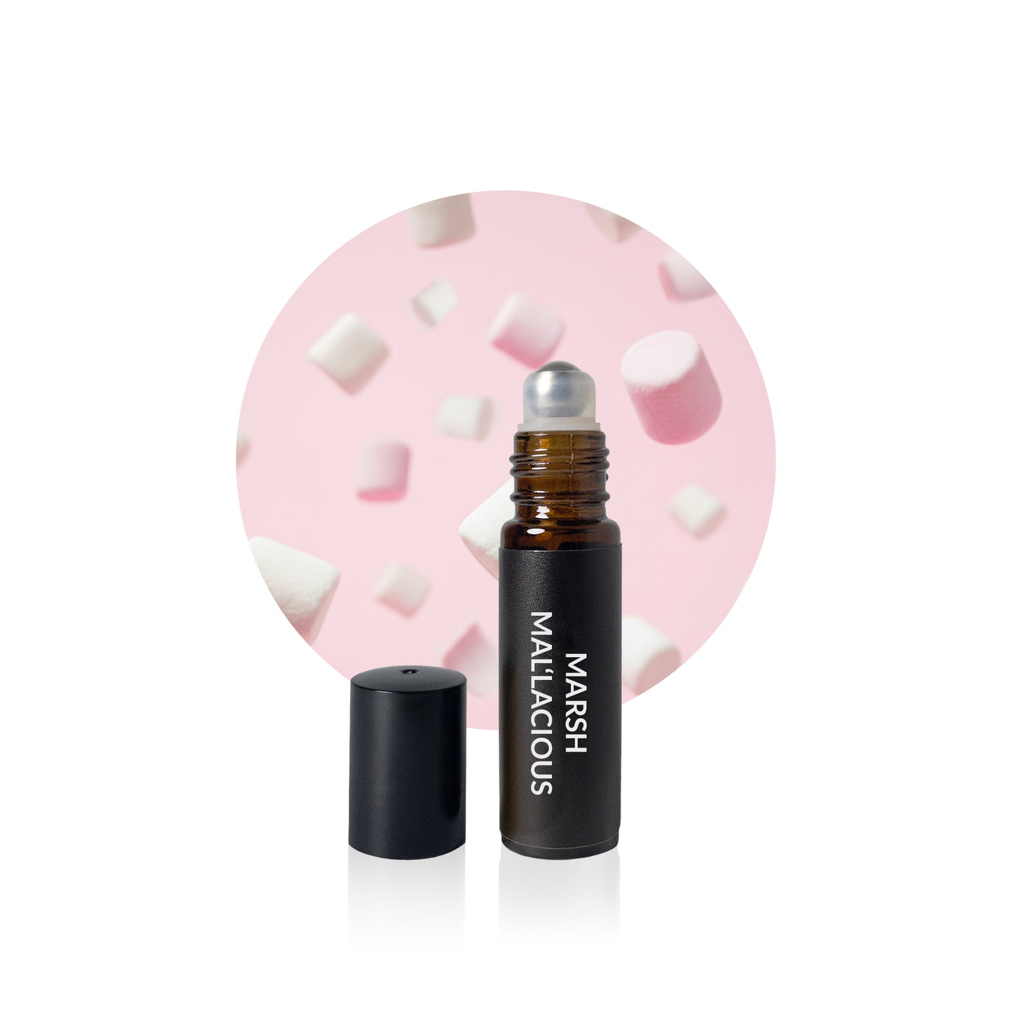 Marsh Mal’lacious 10ml roll-on attar by Mehkaar Fragrances inspired by Kayali Yum Boujee Marshmallow | 81 glass bottle with roll-on applicator and gold cap